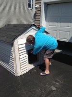 Linda's Catman checking our the soon to be cat houses! He has some good ideas ...