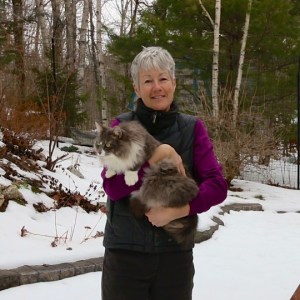 Kathy Chisholm with Tuxedo Stan's brother Earl Grey